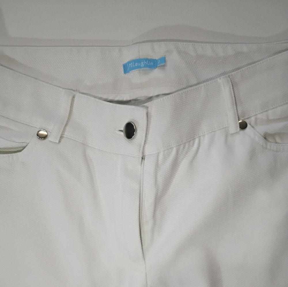 J. McLaughlin‎ Pants Womens Size 2 White Textured Stretchy Straight Leg Casual - Picture 6 of 8